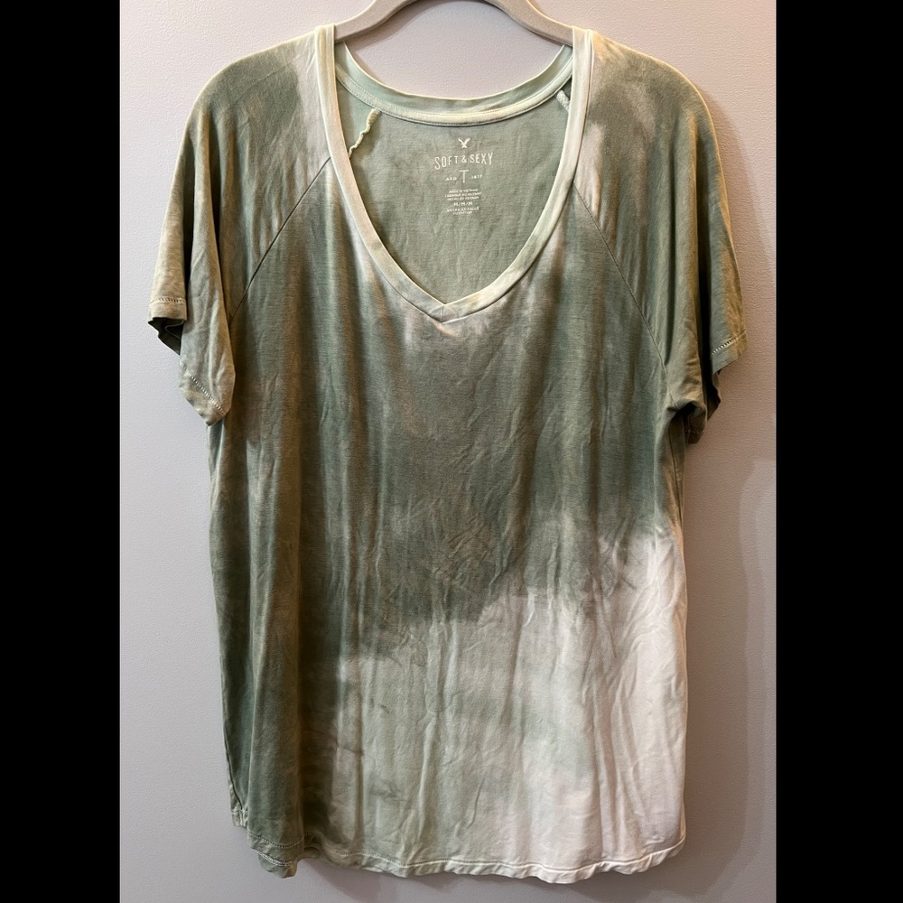 American Eagle Oversized Soft & Sexy V-Neck Short Sleeve Top, SZ: Medium